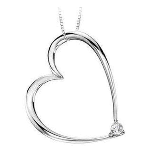 10K White Gold Canadian Diamond (0.08 ct T.W.)Heart Necklace