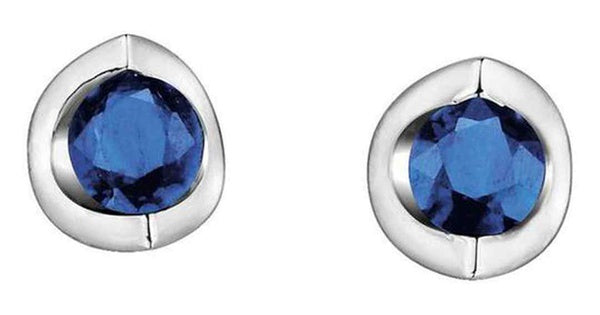 10K White Gold Sapphire Half Moon Studs