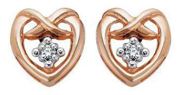 10K Rose Gold Canadian Diamond (0.02ct) Heart Outline Studs