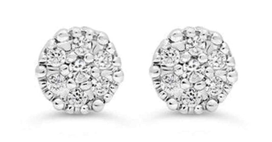 0.08 ct T.W Cluster Diamonds 10K White Gold Studs