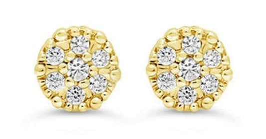 0.08 ct T.W Cluster Diamonds 10K Yellow Gold Studs