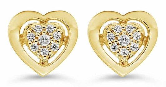 0.05 ct T.W Diamonds Pave Heart 10K Yellow Gold Studs