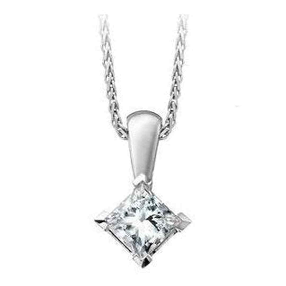 10K White Gold Canadian Diamond (0.12 ct T.W.) Solitaire Necklace