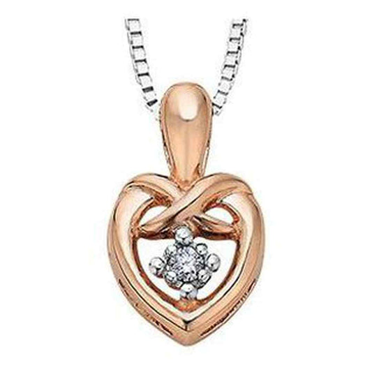 10K Rose & White Gold Canadian Diamond (0.01 ct. T.W.) Heart  Necklace