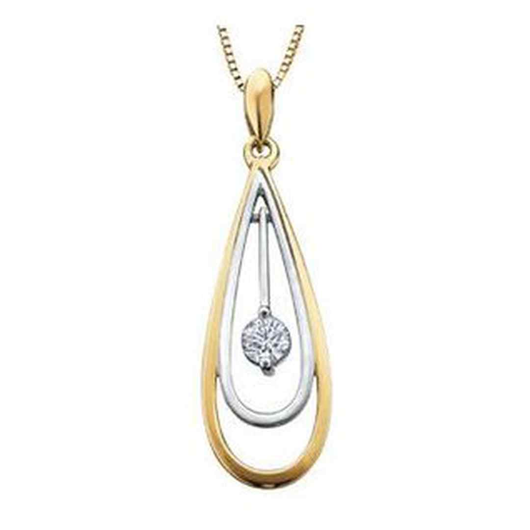 10K Yellow & White Gold Canadian Diamond (0.05 ct T.W.) Double Drop Necklace