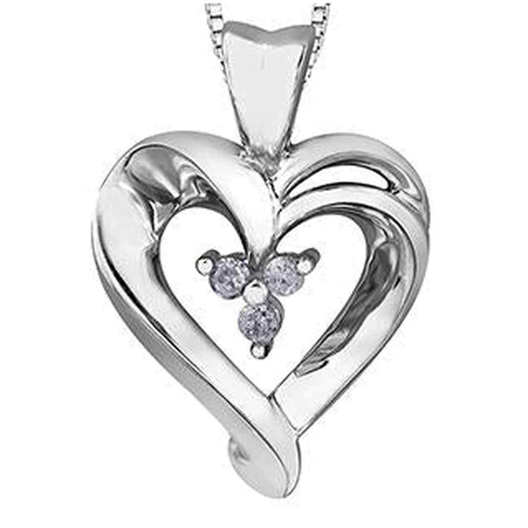 10K White Gold Diamond (0.05 ct. T.W) Heart Necklace