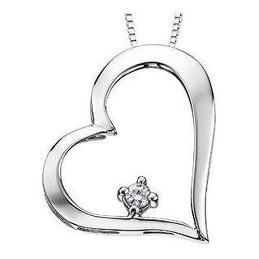 10K White Gold Canadian Diamond (0.05 ct T.W.) Heart Necklace