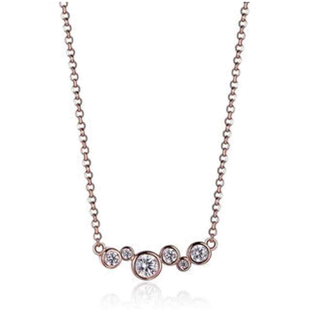 Sterling Silver Rose Gold Plated Horizontal Bubble Necklace 16" with 2" extender