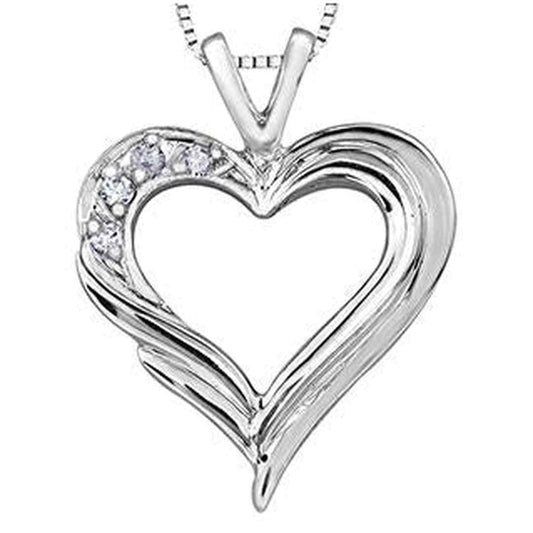 10K White Gold Diamond (0.04 ct. T.W)  Heart Necklace