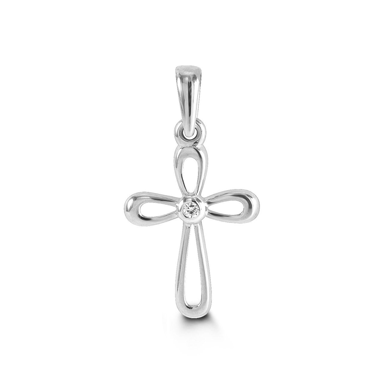 10K White Gold Faith Charm Pendant (Model BEL-03102)