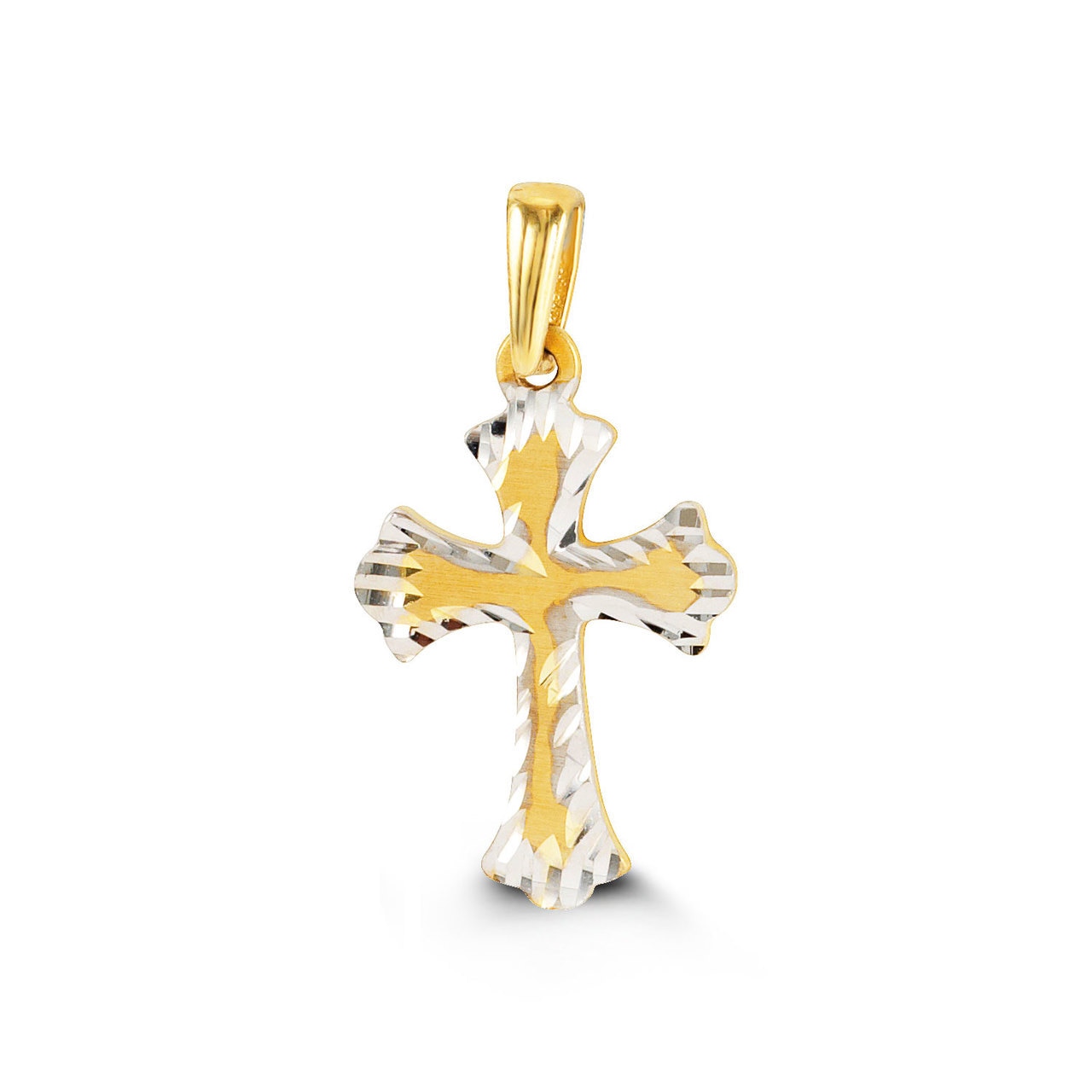 10K Two Tone Gold Faith Charm Pendant