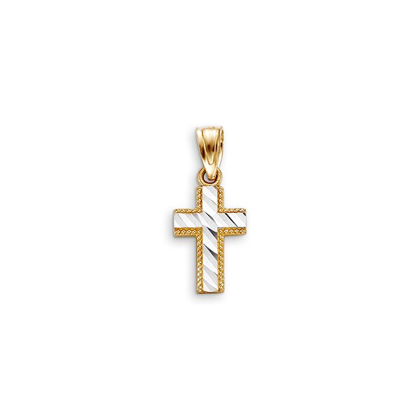 10K Two Tone Gold Faith Charm Pendant (Model BEL