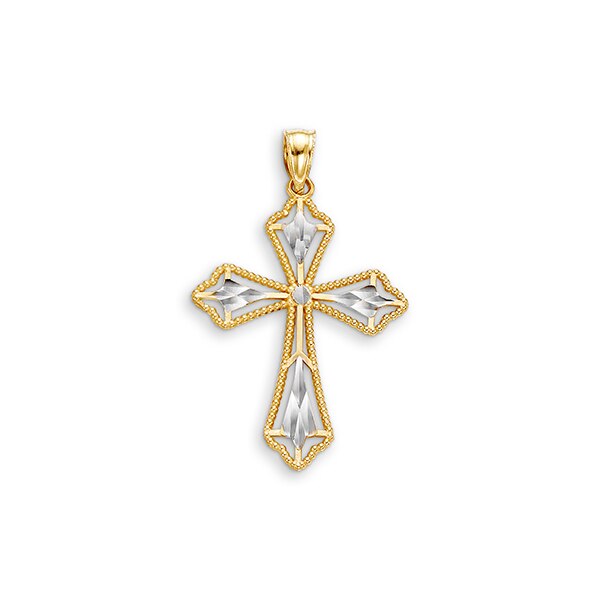 10K Two Tone Gold Faith Charm Pendant (Model BEL