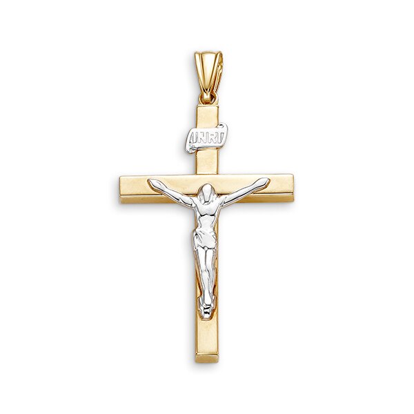 10K Two Tone Gold Faith Charm Pendant (Model BEL