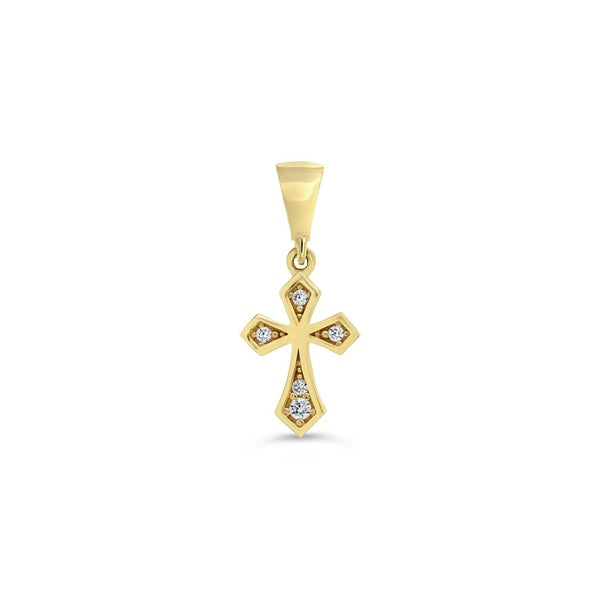 10KT Yellow Gold Cross with CZs