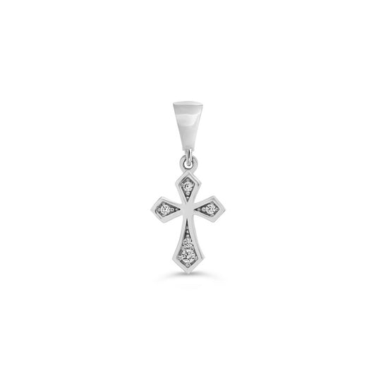 10KT White Gold Cross with CZs