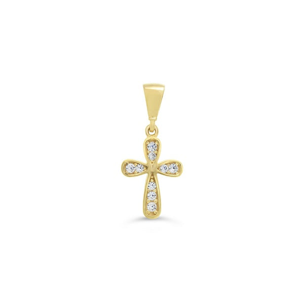 10KT Gold Cross with CZs (Model BEL