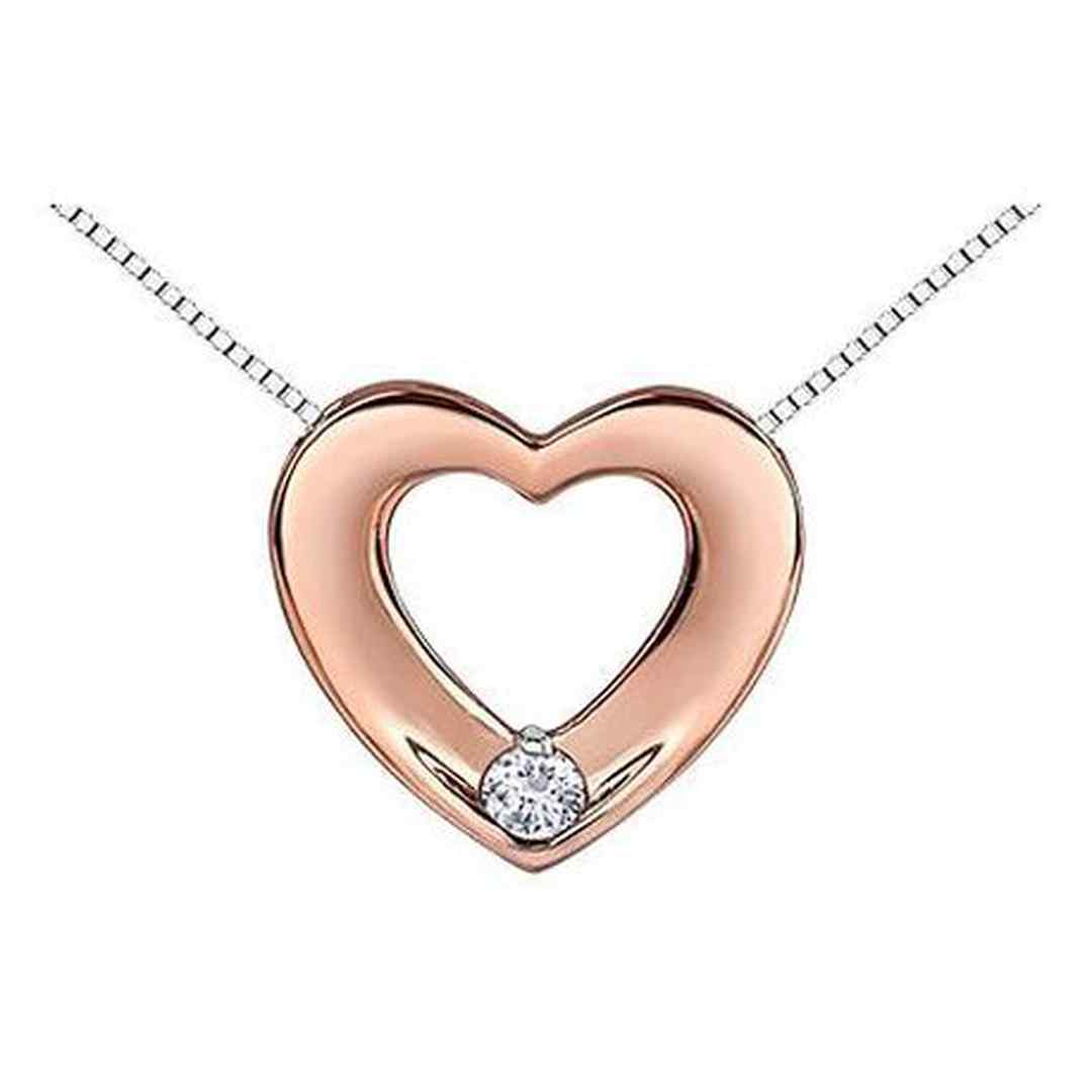 10K Rose & White Gold Canadian Dancing Diamond (0.03 ct T.W.) Heart  Necklace