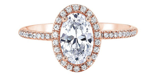 1.50 ct T.W.-14K Rose Gold Oval Diamond Halo Engagement