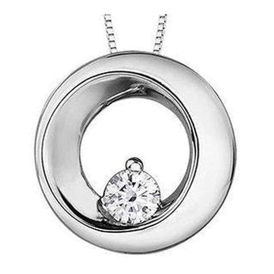 10K White Gold Canadian Diamond (0.10 ct T.W.) Circle Necklace