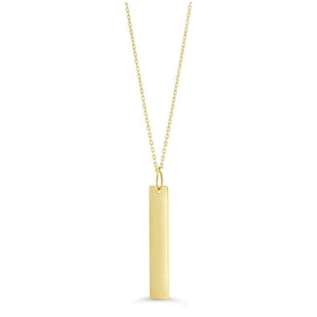 10K Gold Vertical Engravable Tag Necklace