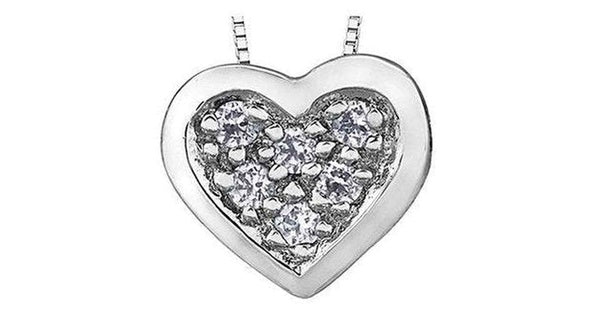 10K White Gold Diamond Accent Pave Heart Necklace