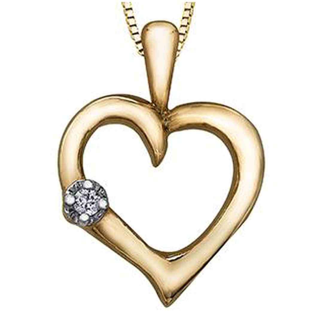 10K White Gold Solitaire Diamond (0.01 ct. T.W) Golden Heart Necklace