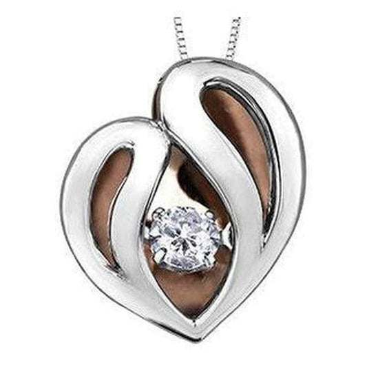 10K Rose & White Gold Canadian Dancing Diamond (0.10 ct T.W.) Heart Necklace