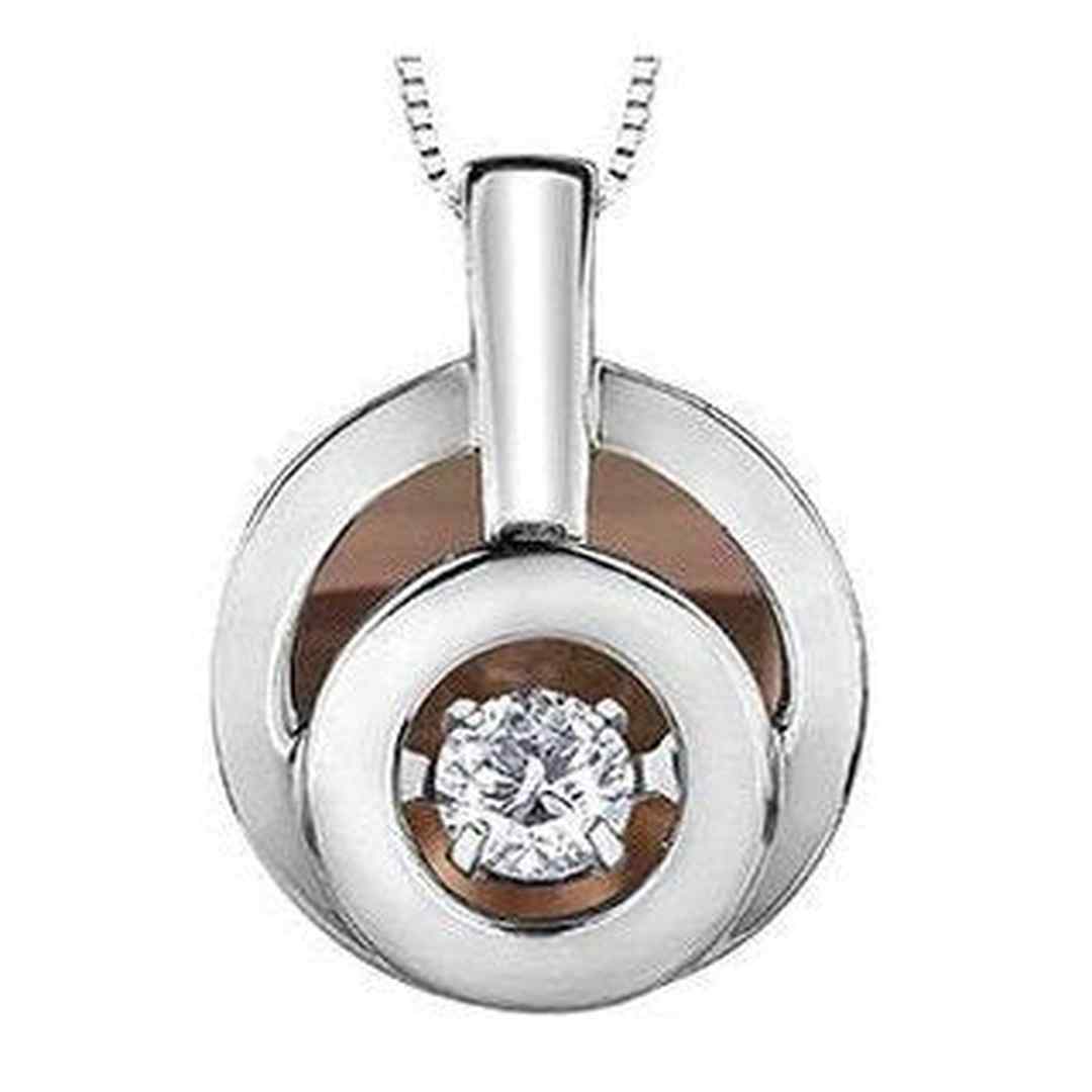 10K Rose & White Gold Canadian Dancing Diamond (0.10 ct T.W.) Duo Circle Necklace