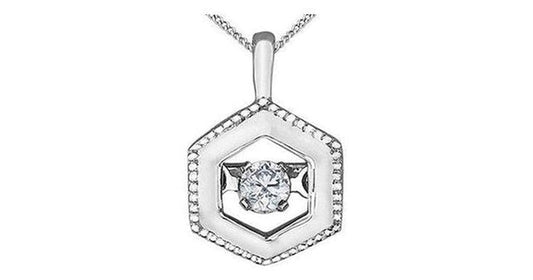 10K White Gold Canadian Pulse Diamond (0.04 ct T.W.) Hexagon Necklace