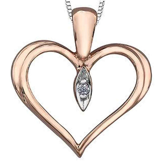 10K Rose & White Gold Diamond Accent Heart Necklace