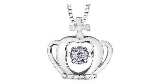 10K White Gold Canadian Dancing Diamond (0.02 ct T.W.) Crown Necklace