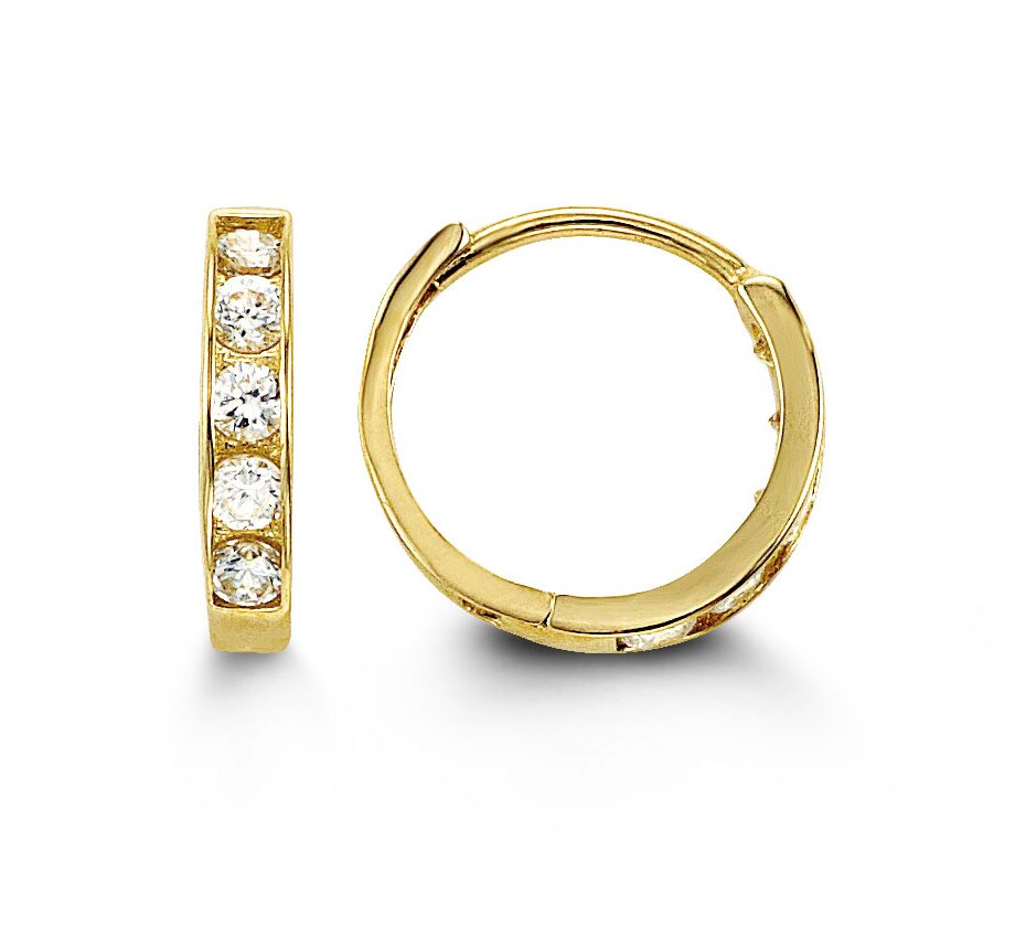 Baby CZ Channel Setting in 14K Gold Huggies