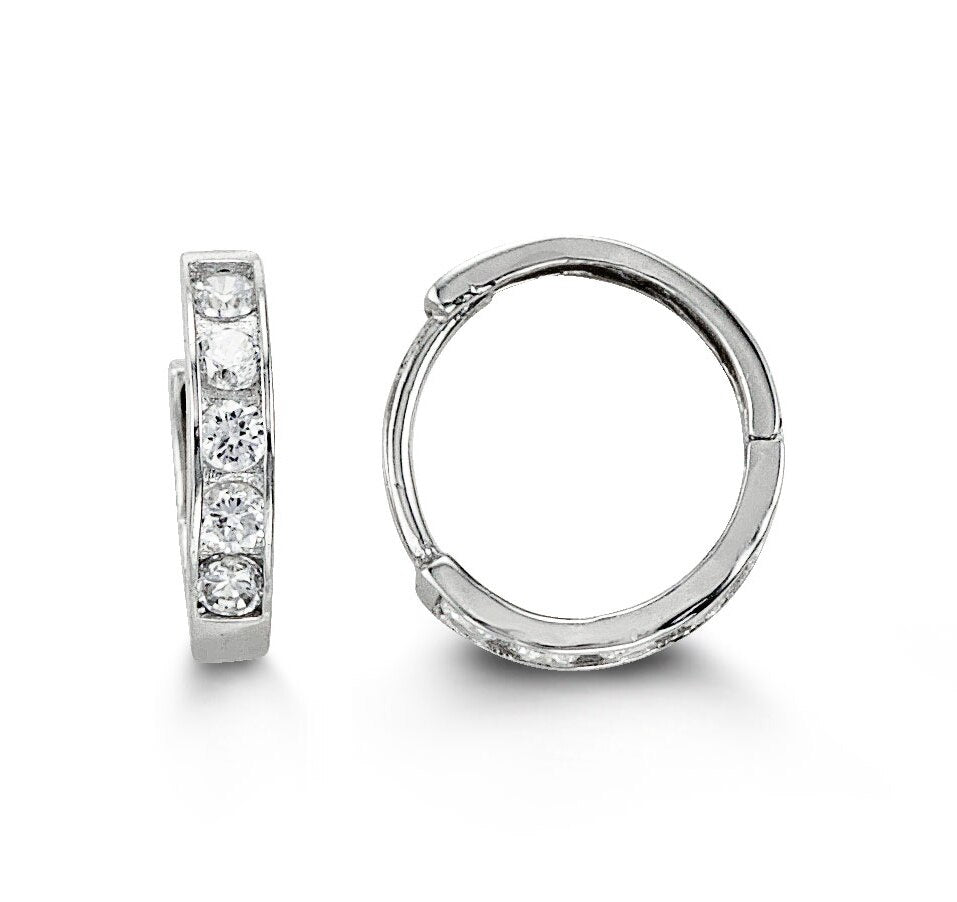 Baby CZ Channel Setting in 14K White Gold Huggies
