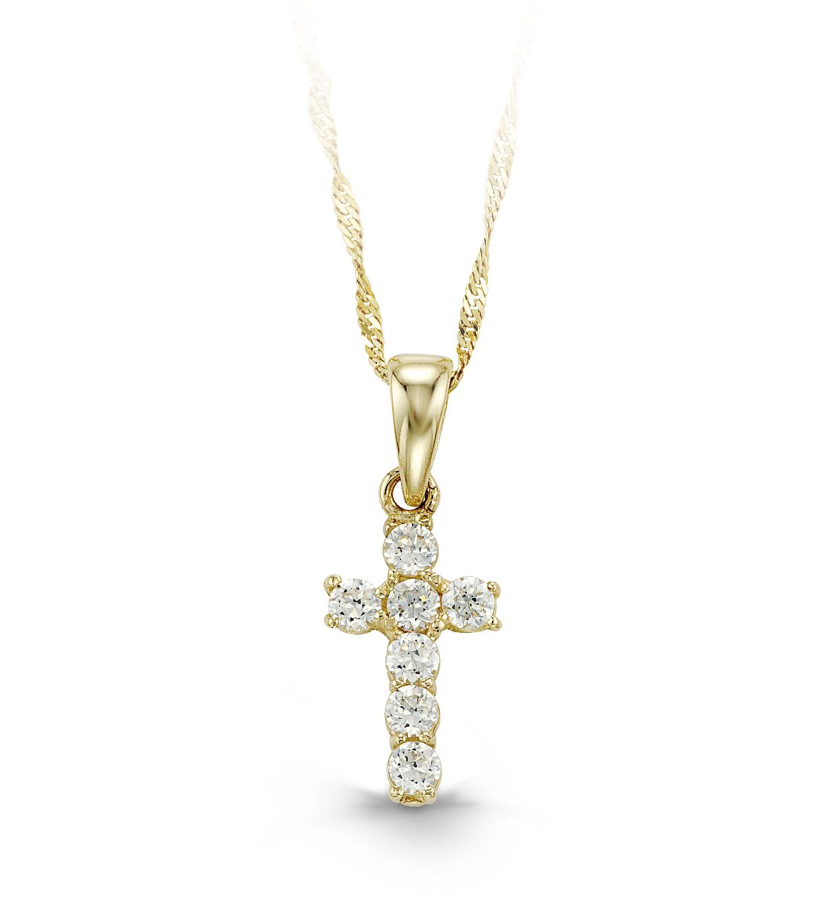 Baby CZ Cross Necklace in Yellow Gold 