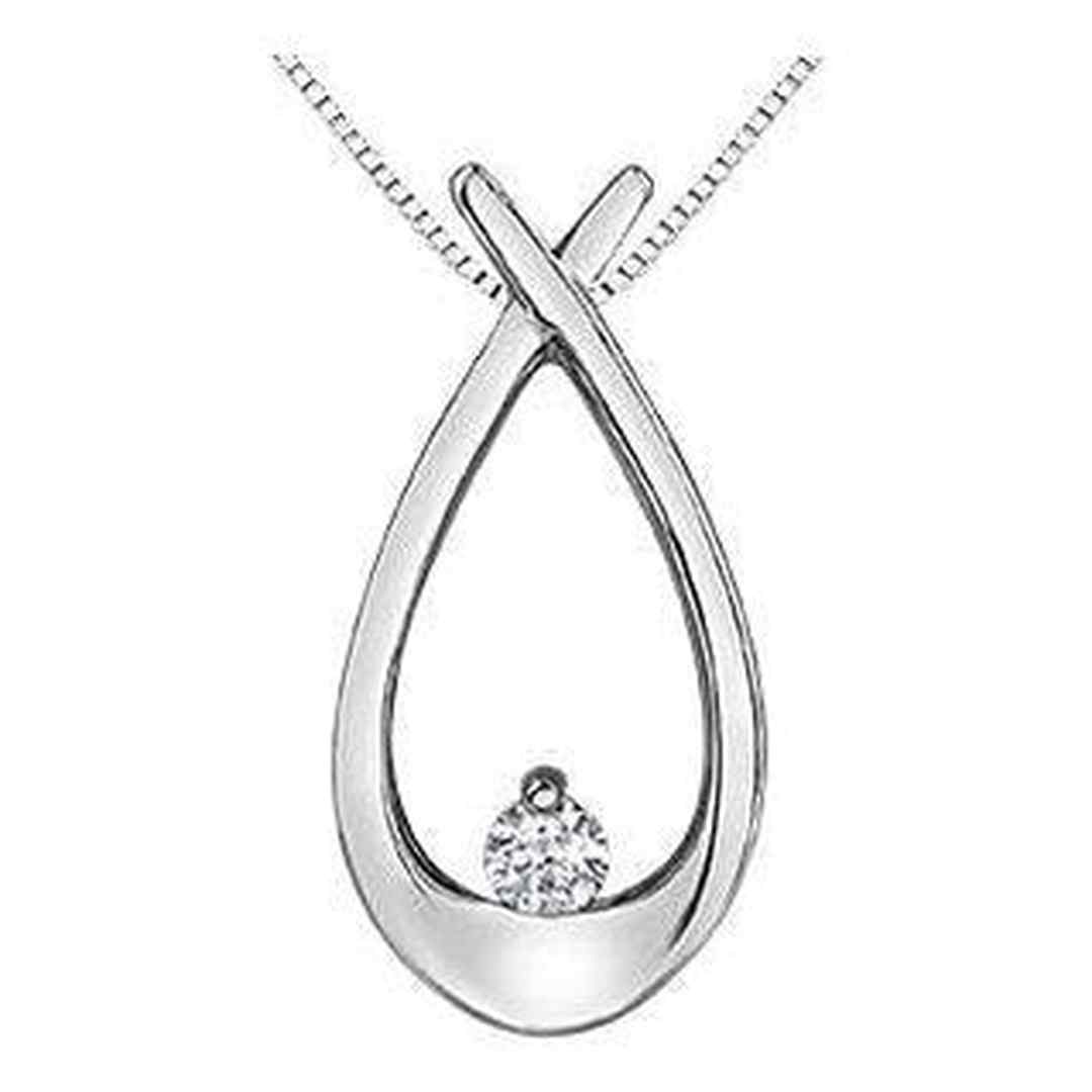 10K White Gold Canadian Diamond (0.04 ct T.W.) Crossover Necklace