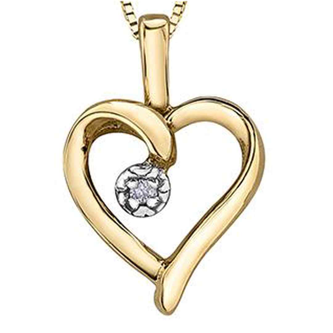 10K Yellow Gold Diamond Accent Golden Heart Necklace