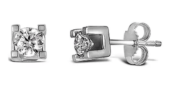 ct T.W. Square Prong 14K White Gold Studs