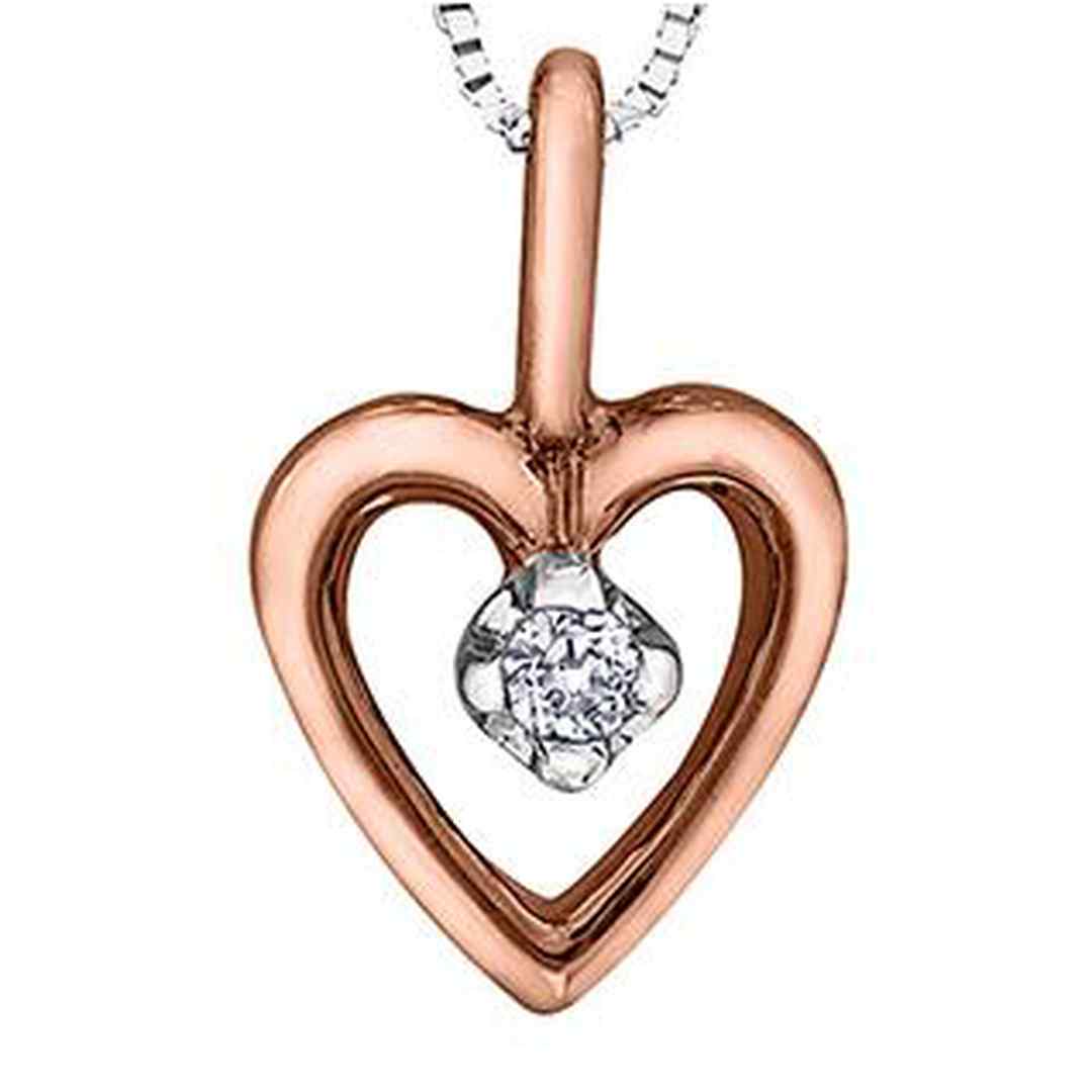 10K Rose & White Gold Diamond Accent Heart Necklace