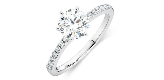2.23 ct T.W.-14K White Gold Round Diamond Accent Engagement Ring-