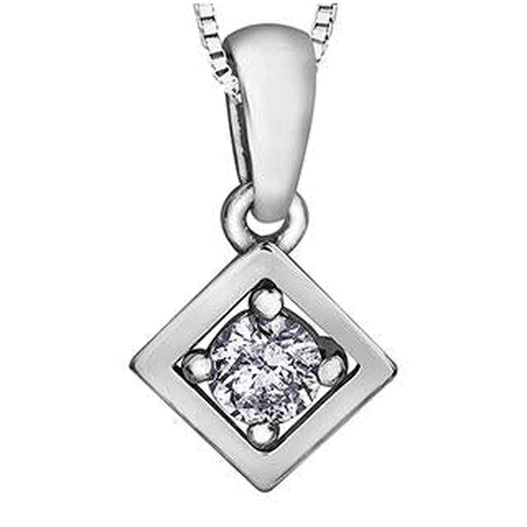 10K White Gold Diamond (0.07 ct. T.W.) Outline Necklace