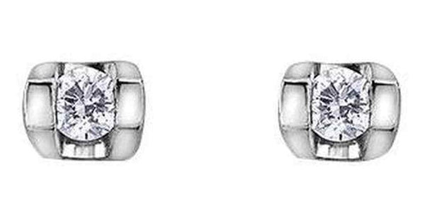 10K White Gold Diamond (0.06 ct. T.W.) Rounded Tension Studs