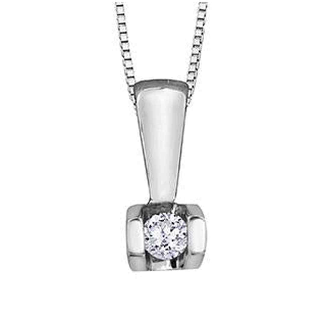 10K White Gold Diamond (0.04 ct. T.W.) Rounded Tension Necklace