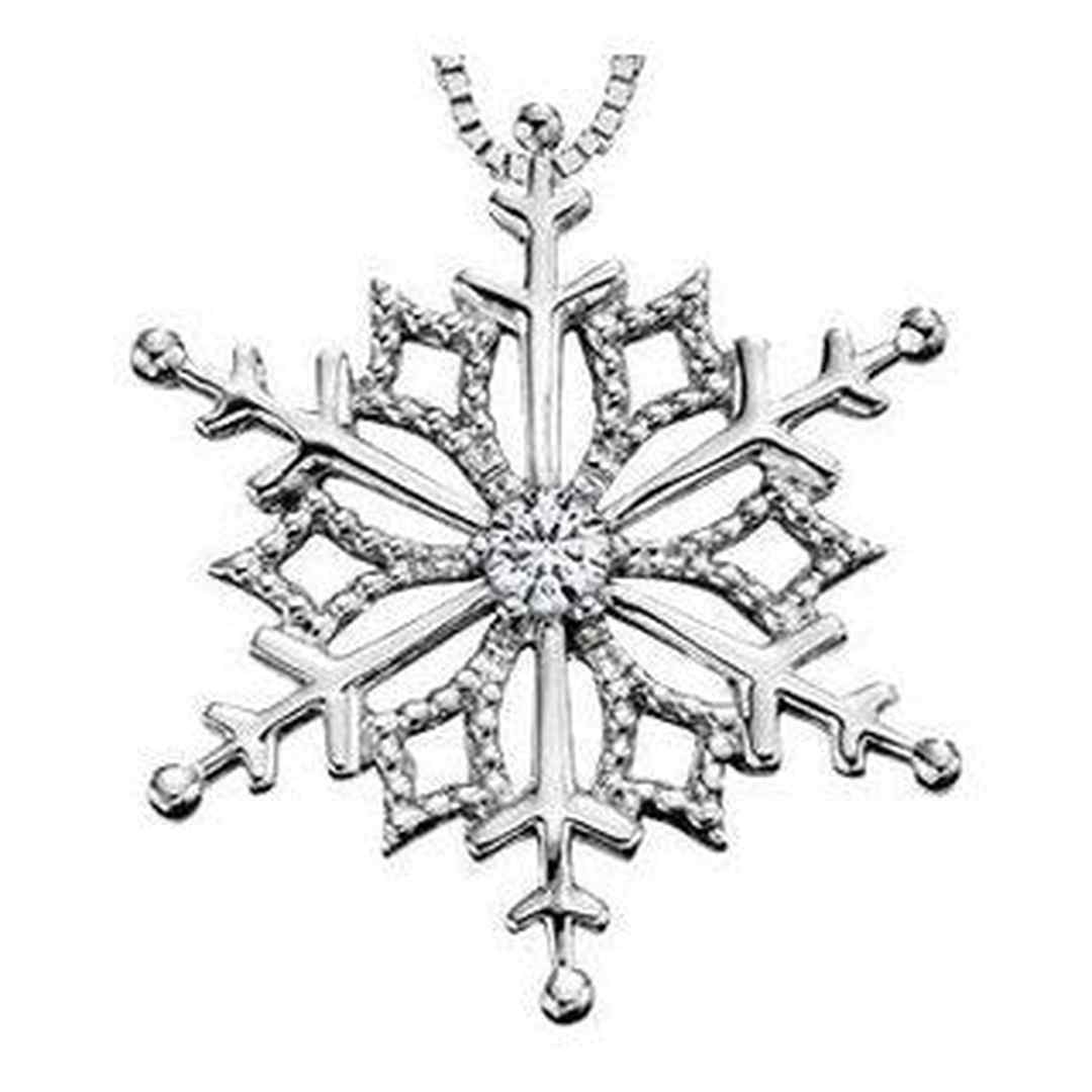 10K White Gold Canadian Diamond (0.08 ct T.W.) Snow Flake Necklace