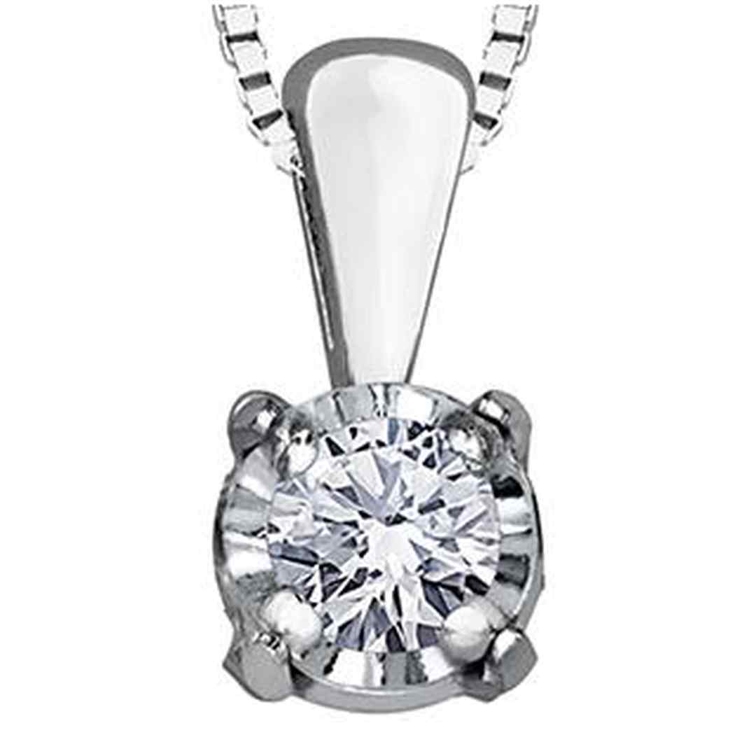10K White Gold Solitaire Diamond (0.03 ct. T.W.) Necklace