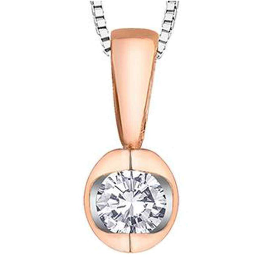 10K Rose & White Gold Solitaire Diamond (0.04 ct. T.W.) Hald Moon Necklace