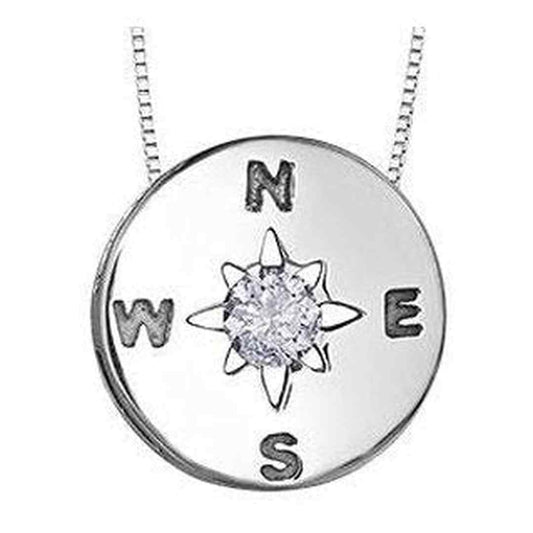 Sterling Silver Canadian Diamond (0.13 ct T.W.) Compass Necklace