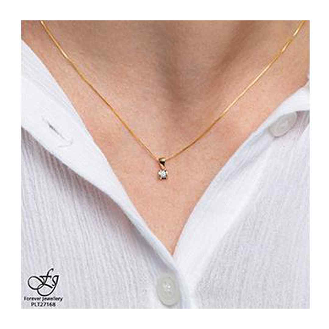 10K Yellow Gold Solitaire Diamond (0.04 ct. T.W.) Tension Necklace