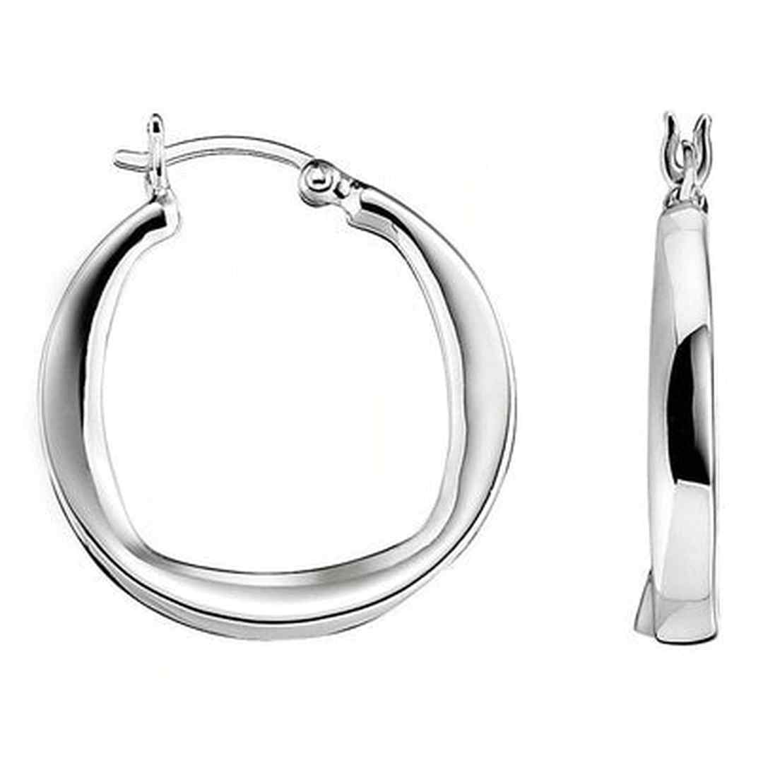 Sterling Silver Rhodium Plated New Form 27mm Hoop Earring