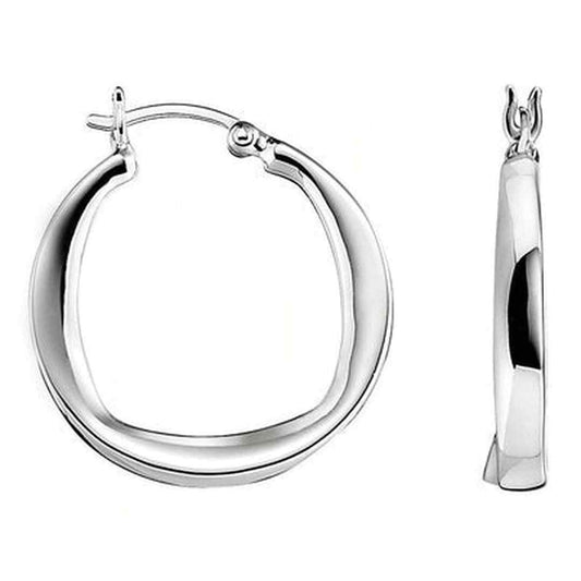 Sterling Silver Rhodium Plated New Form 27mm Hoop Earring